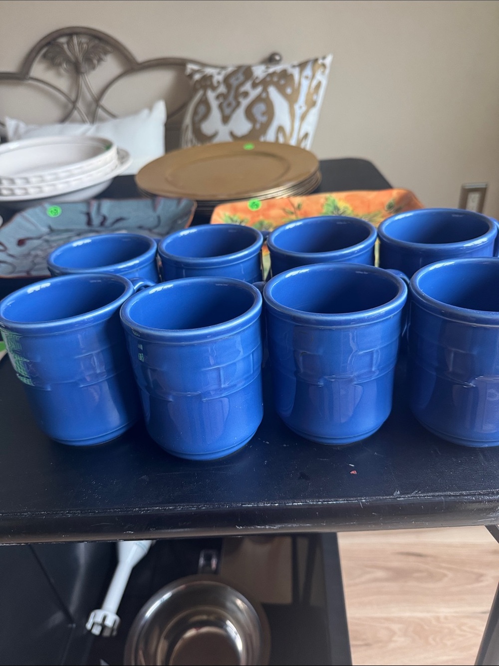 Longaberger Blue Ceramic Tumbler Set of 8 Home Dining